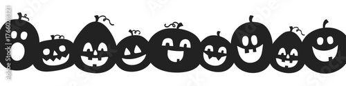 Halloween pumpkin lanterns banner. Vector illustration