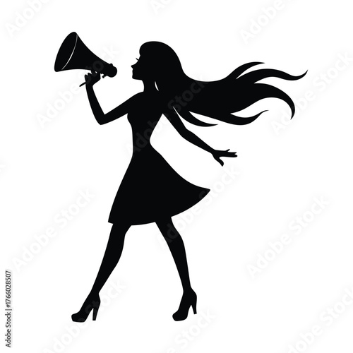 Women Use Megaphones Silhouette