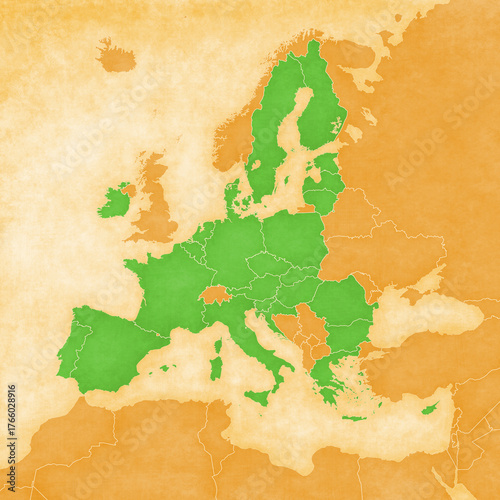 Ocher map of Europe - European Union