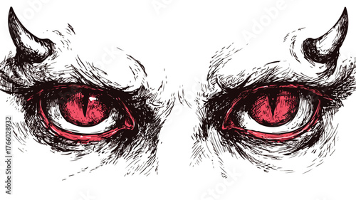 Eyes of the Devil Vector with Bold Outline for Creative Designs