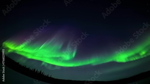 Timelapse of Aurora Borealis (northern lights) in Yellowknife, Northwest Territories, Canada