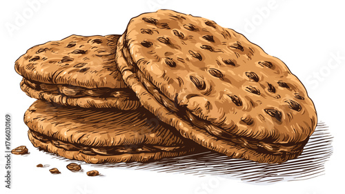 Tasty Double Cookie Vector Illustration for Breakfast Inspiration