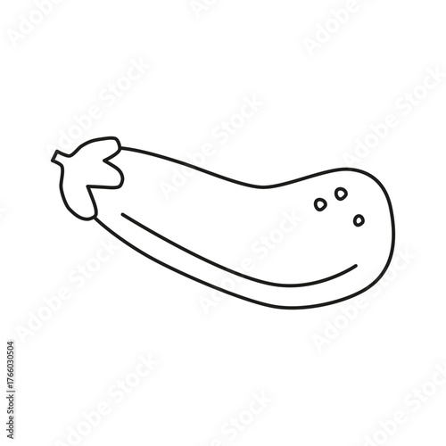 Cute hand drawn outline eggplant isolated on white background. Healthy vegetarian food. Summer and autumn harvest.