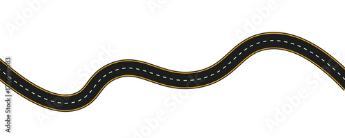 Long winding and curved road, winding and curved road from a top view isolated from the background, illustration. Vector eps10	