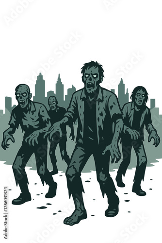 A post‑apocalyptic city is overrun by a creepy army of walking dead zombies