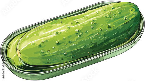 Whole Pickled Cucumber Gherkin Preserved in Can Vector Illustration