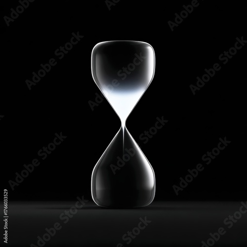 Elegant glass symbol, Graceful hourglass with contrasting lighting effect, Mystery and eternity symbol depicted through illuminated