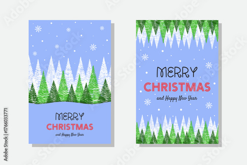 Modern Christmas tree. Greeting card design. Collection.Vector illustration