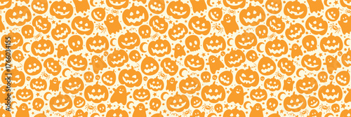 Cute Halloween seamless pattern with pumpkins. Background design. Vector illustration
