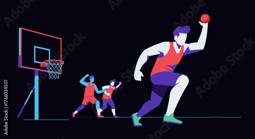 Male basketball player running while preparing to shoot the ball  