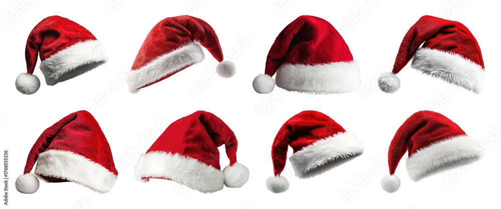 Fototapeta premium Festive red Santa hats collection.