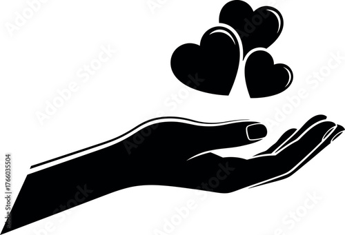 Hand holding hearts illustration vector graphic design love and care concept art