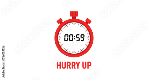 Red stopwatch timer countdown hurry up deadline time management urgency illustration vector