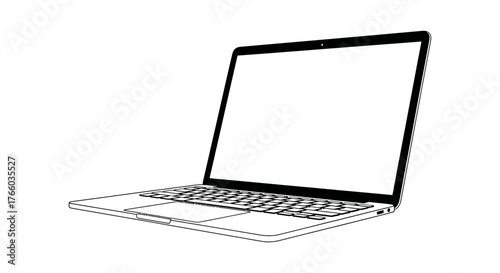 Outline laptop vector illustration for graphic design and web development projects use