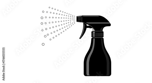 Black spray bottle illustration for cleaning products and household use vector image
