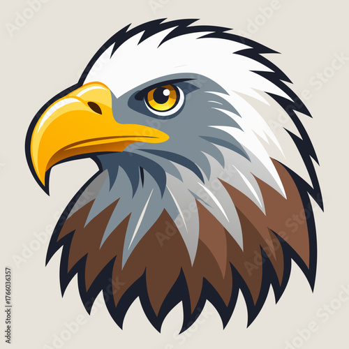 Majestic bald eagle head vector illustration powerful bird of prey scalable graphics for design projects silhouette White background