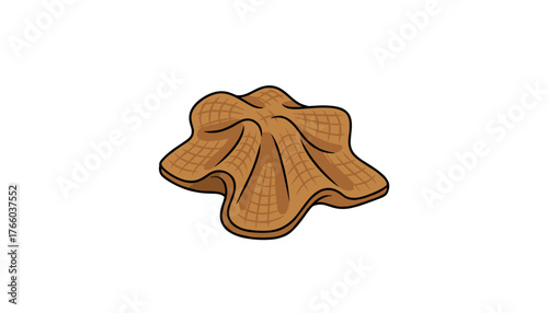 A single, stylized illustration of a brown, star-shaped waffle cone or wafer, isolated on a clean white background, perfect for food-related designs and culinary themes.