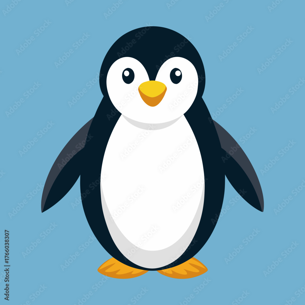 Naklejka premium Charming vector illustration of a cute penguin character for digital and print design projects silhouette White background