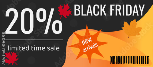 Black Friday sale 20% card isolated