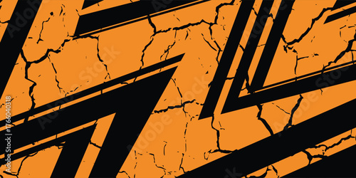 orange black brush wrap car sticker pattern banner abstract sporty lines black orange. eps 10