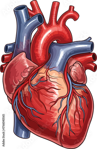 Illustration of human heart anatomy medical illustration of heart