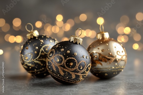 Elegant Christmas Ornaments Glimmering With Gold Decoration During Festive Se...