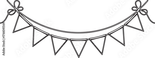 Vector art of simple black and white line art illustration of a party banner
