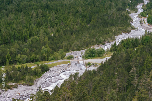 Mountain River and Forest Landscape in Kandersteg Switzerland