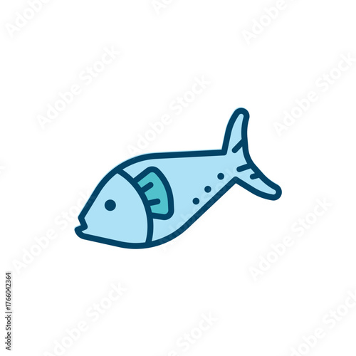 Blue shark vector illustration on white background swimming in ocean