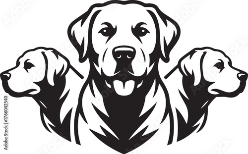 Three Labrador Dog Faces Vector