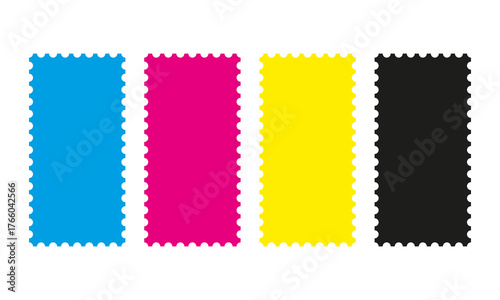 CMYK Tall Rectangle Perforated Postage Stamps
