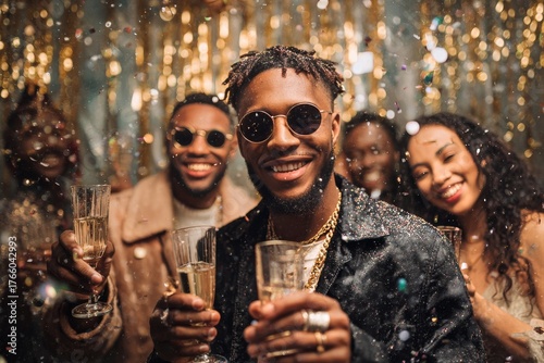 Friends Celebrate Together at a Festive Party With Drinks and Joyful Moments ...
