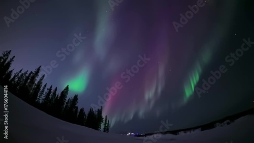 Timelapse of Aurora Borealis (northern lights) in Yellowknife, Northwest Territories, Canada