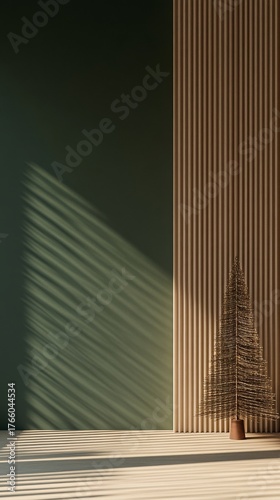 Elegant Christmas Tree Decorated in a Modern Interior Space During Festive Se...