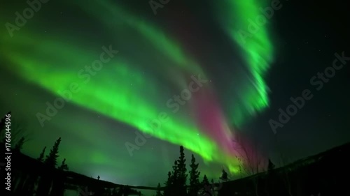 Timelapse of Aurora Borealis (northern lights) in Yellowknife, Northwest Territories, Canada