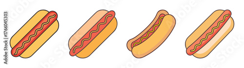 Delicious hot dogs vector illustration perfect for fast food restaurant menu and food blog design