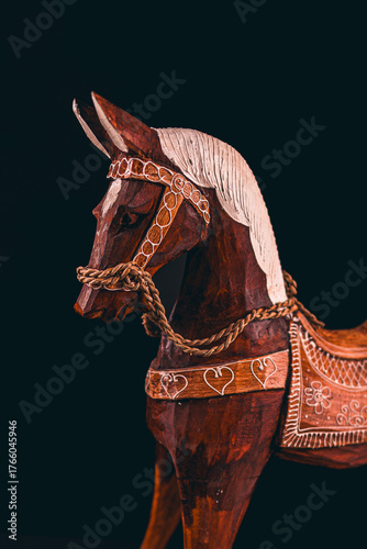 Wood horse statue kids toy decoration