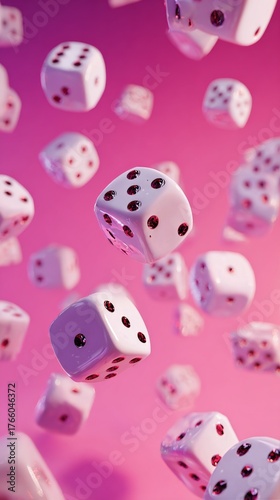 Floating Dice Create a Playful Atmosphere in a Vibrant Setting