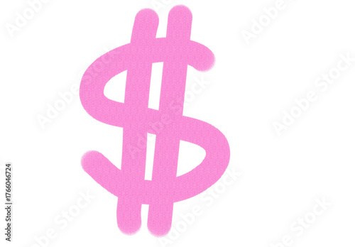 Hand made Pink dollar sign illustration financial symbol for business and currency exchange By Adobe Fresco