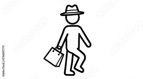 Shopping Spree: Icon of a Person with Hat and Bag