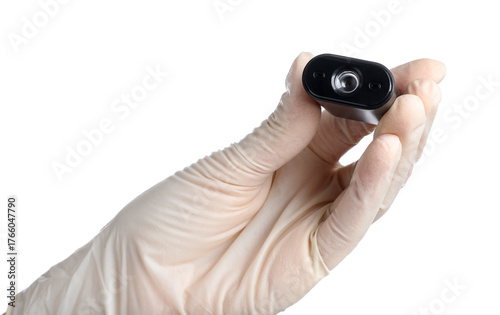 Wallpaper Mural Woman with hidden spy camera on white background, closeup Torontodigital.ca