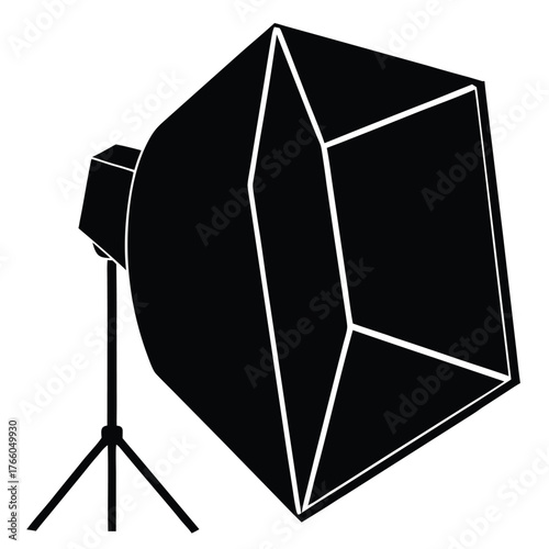 Black Silhouette of a Studio Softbox Light on a Tripod Stand studio light lighting equipment