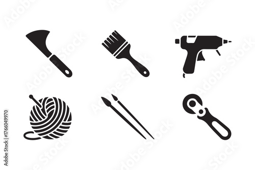 Collection of craft and diy tools and supplies