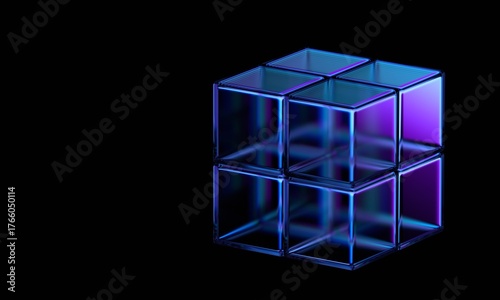 Abstract glass cubes, geometric background design, 3d render