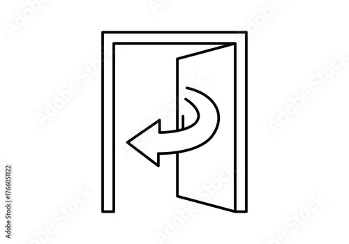 Icono negro de puerta abierta de salida