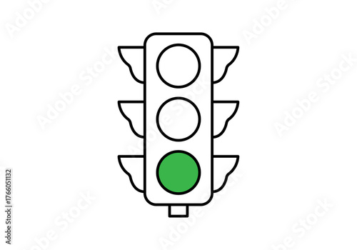 Icono negro de semáforo de luz verde