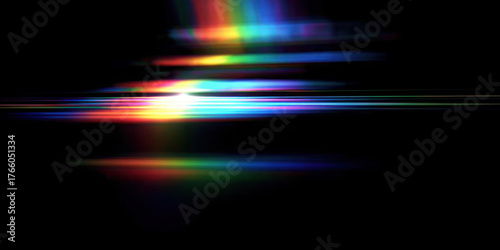Abstract iridescent background design, colorful reflections on glass, 3d render