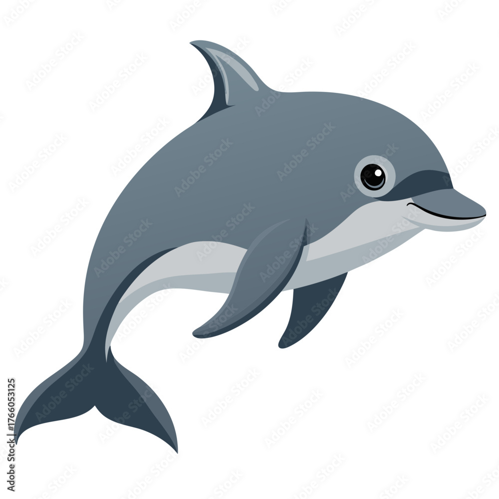 Fototapeta premium Cartoon dolphin vector illustration for kids learning about ocean animals and marine life art
