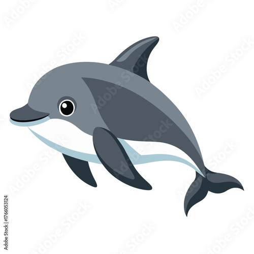 Cartoon dolphin vector illustration for kids learning about sea animals aquatic mammal ocean life