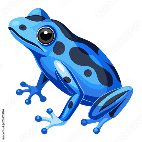 Blue poison dart frog illustration vector amphibian exotic animal rainforest wildlife tropical frog